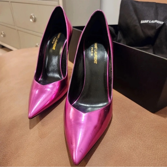 Saint Laurent Shoes - Saint Laurent Shiny Pink Heels